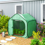 Folding House Greenhouse with Hinged Door, Steel and PE, 150x148x148 cm, Green