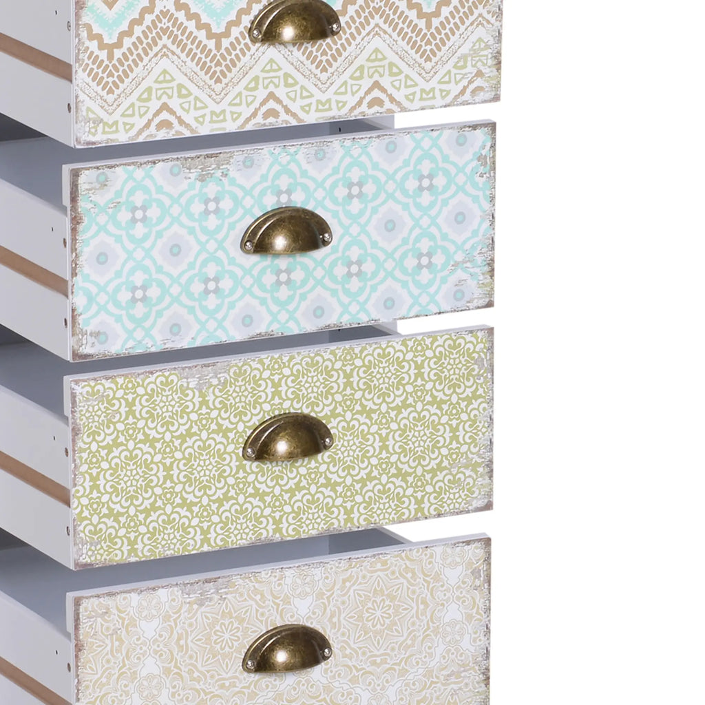Vintage Chest of Drawers Cabinet with 5 Drawers Shabby Style Bathroom, Entrance, Bedroom 46 × 34 × 97.5cm White