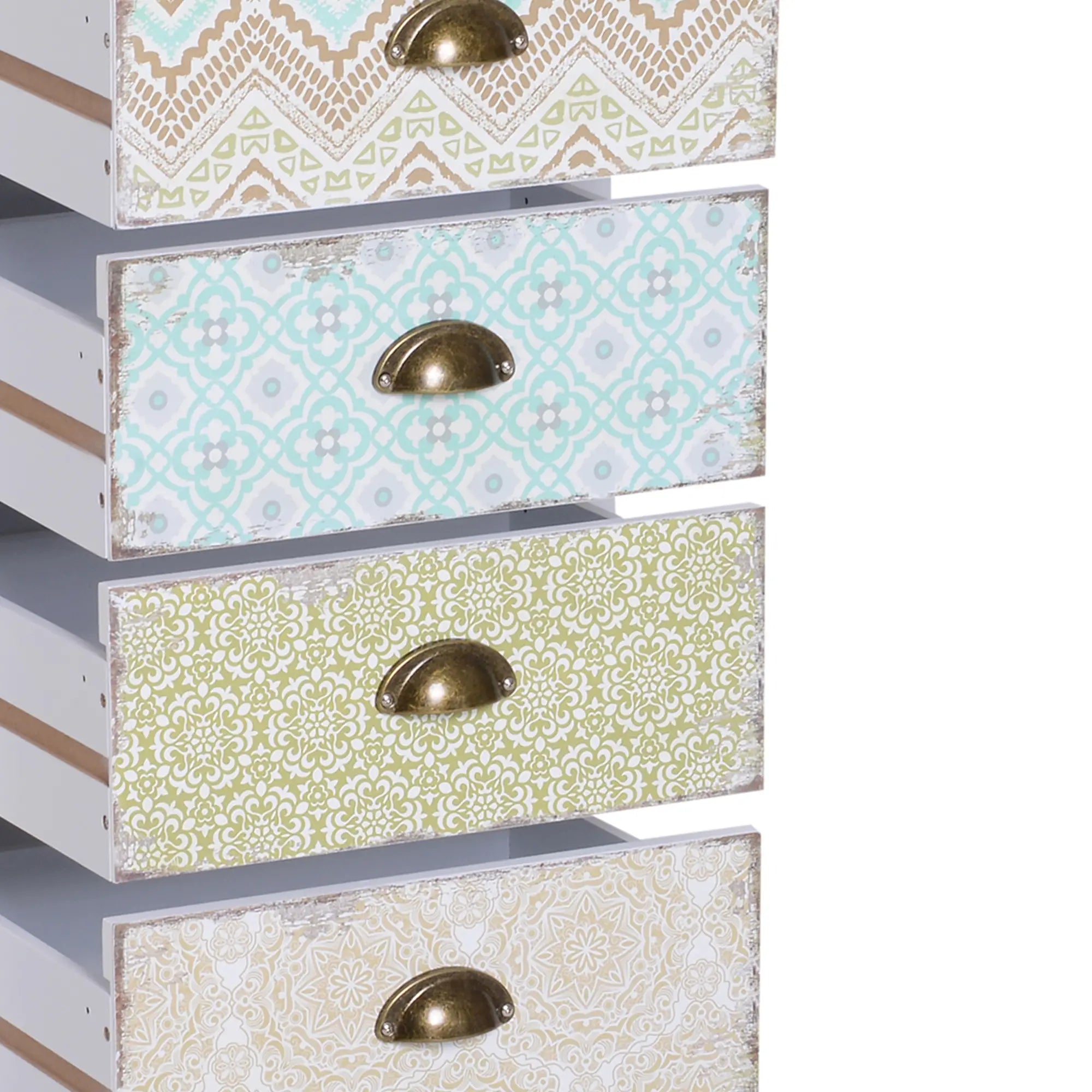 Vintage Chest of Drawers Cabinet with 5 Drawers Shabby Style Bathroom, Entrance, Bedroom 46 × 34 × 97.5cm White