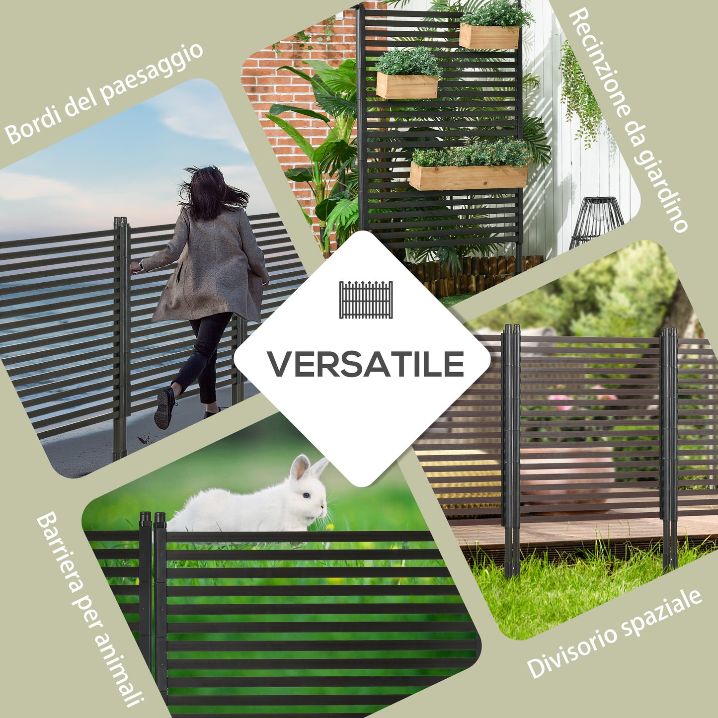 Freestanding Modular Steel Garden Partition Fence, 93x22x150 cm, Brown