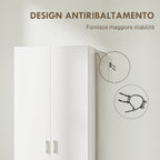 Modern Multipurpose Cabinet with 5 Shelves and Adjustable Levels, in Wood, 60x31.5x165 cm, White