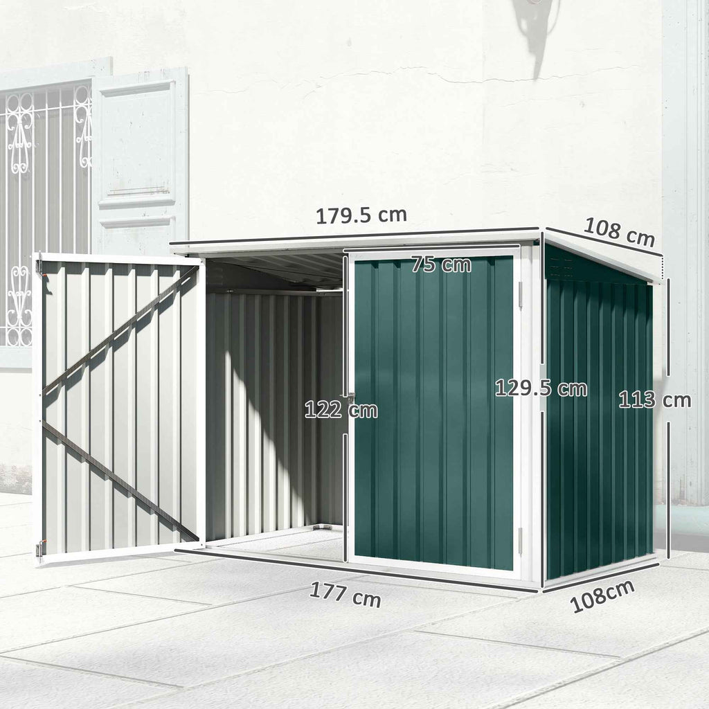 Outsunny Outdoor Steel Garbage Can Shed with Double Door