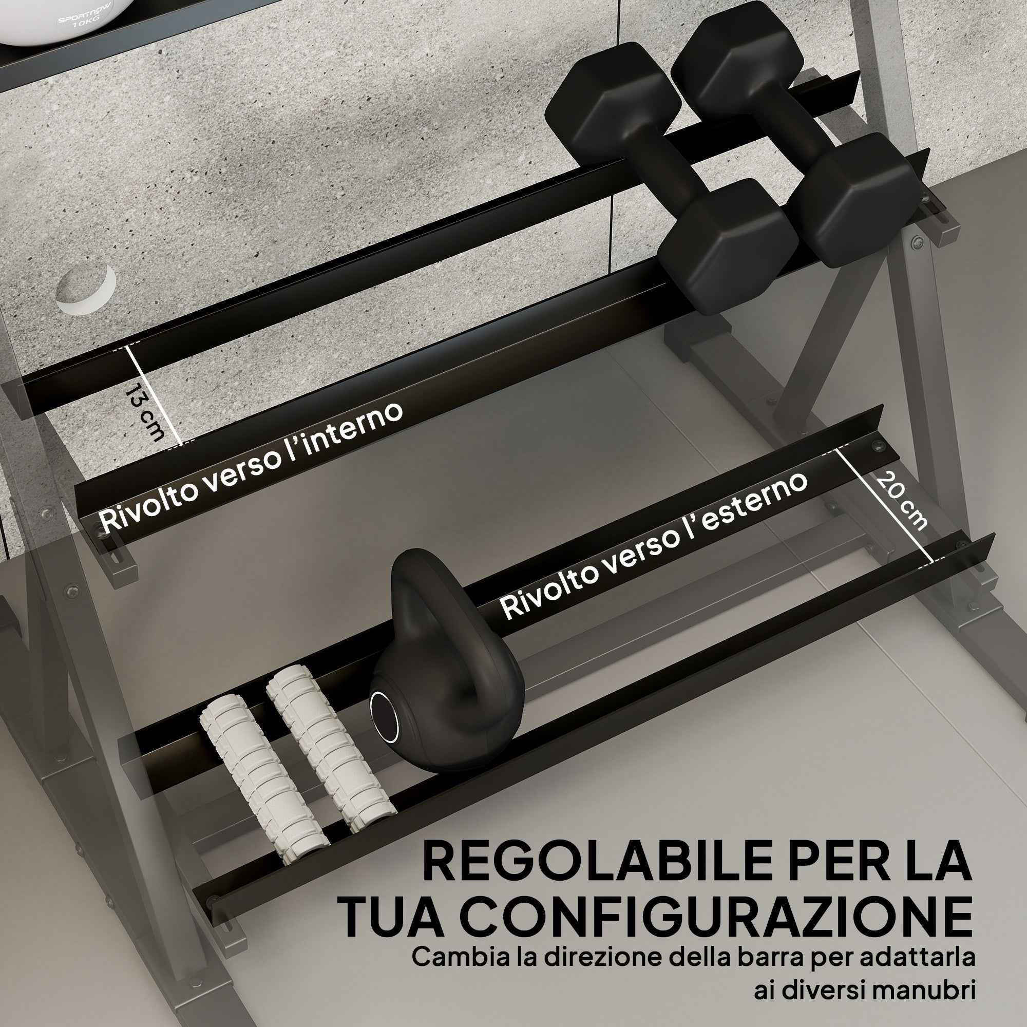 SPORTNOW Weight Rack, 3-Level Adjustable Dumbbell Rack, Steel, Black