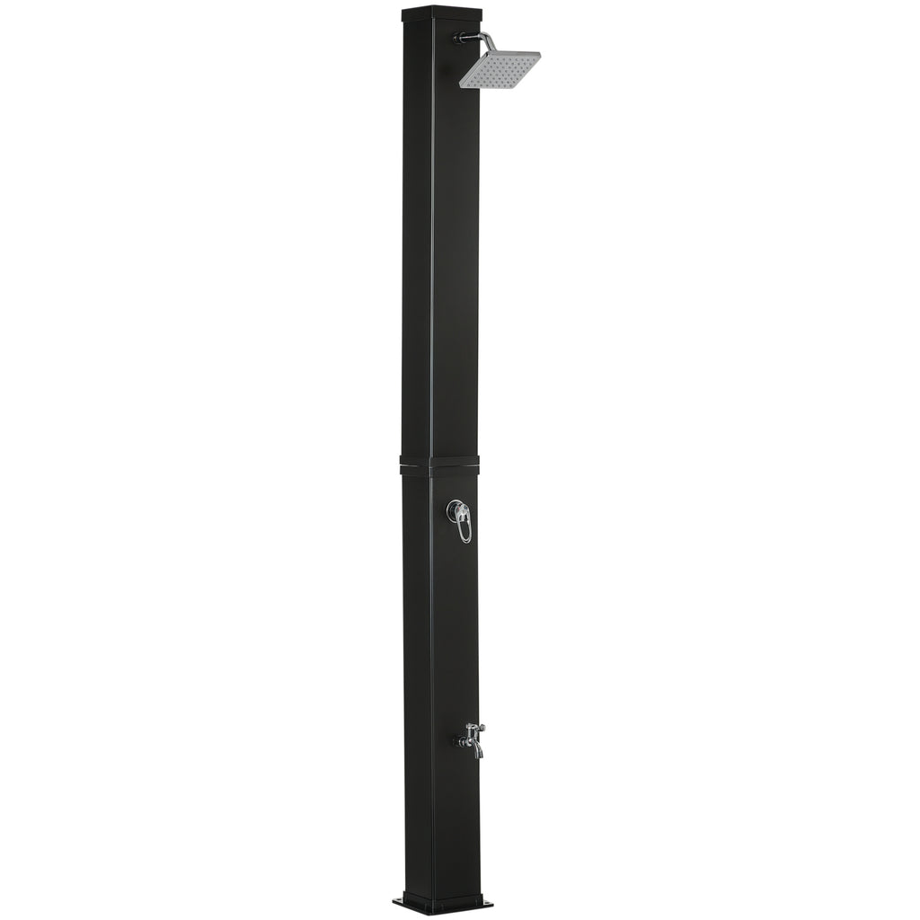 Outsunny 40L Solar Garden Shower with 60°C Temperature, Rotating Shower Head and Foot Tap, Black