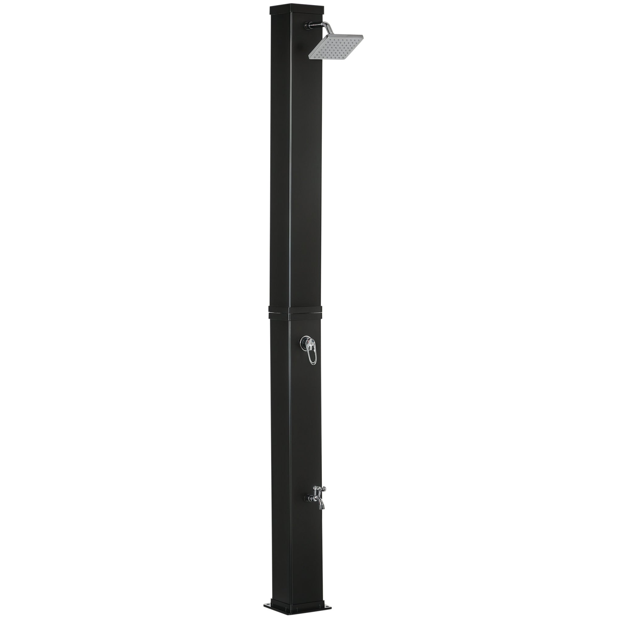 Outsunny 40L Solar Garden Shower with 60°C Temperature, Rotating Shower Head and Foot Tap, Black