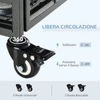 Folding Dog Kennel with Double Door and Lock, 4 Wheels with Brakes and Removable Bottom, 94x58x69.5 cm, Grey