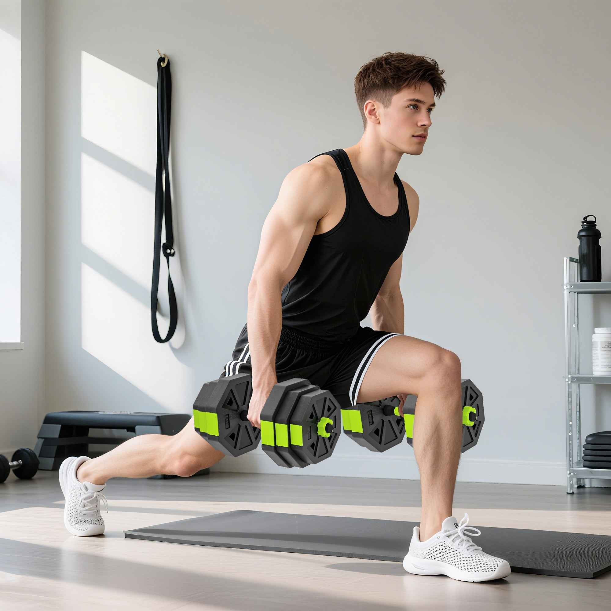 SPORTNOW 6-in-1 Multifunction Gym Weight Set, 25kg Total, Made of Plastic and Sand, 125x18x18 cm, Green