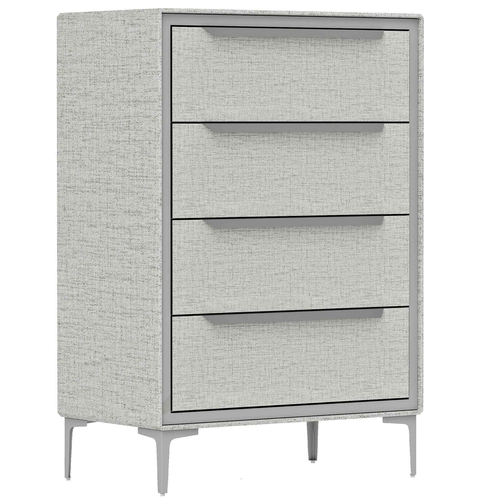 HOMCOM 4-Drawer Steel Chest of Drawers with Linen-Effect Fabric Covering, 60x36x88 cm, Grey