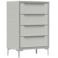 HOMCOM 4-Drawer Steel Chest of Drawers with Linen-Effect Fabric Covering, 60x36x88 cm, Grey
