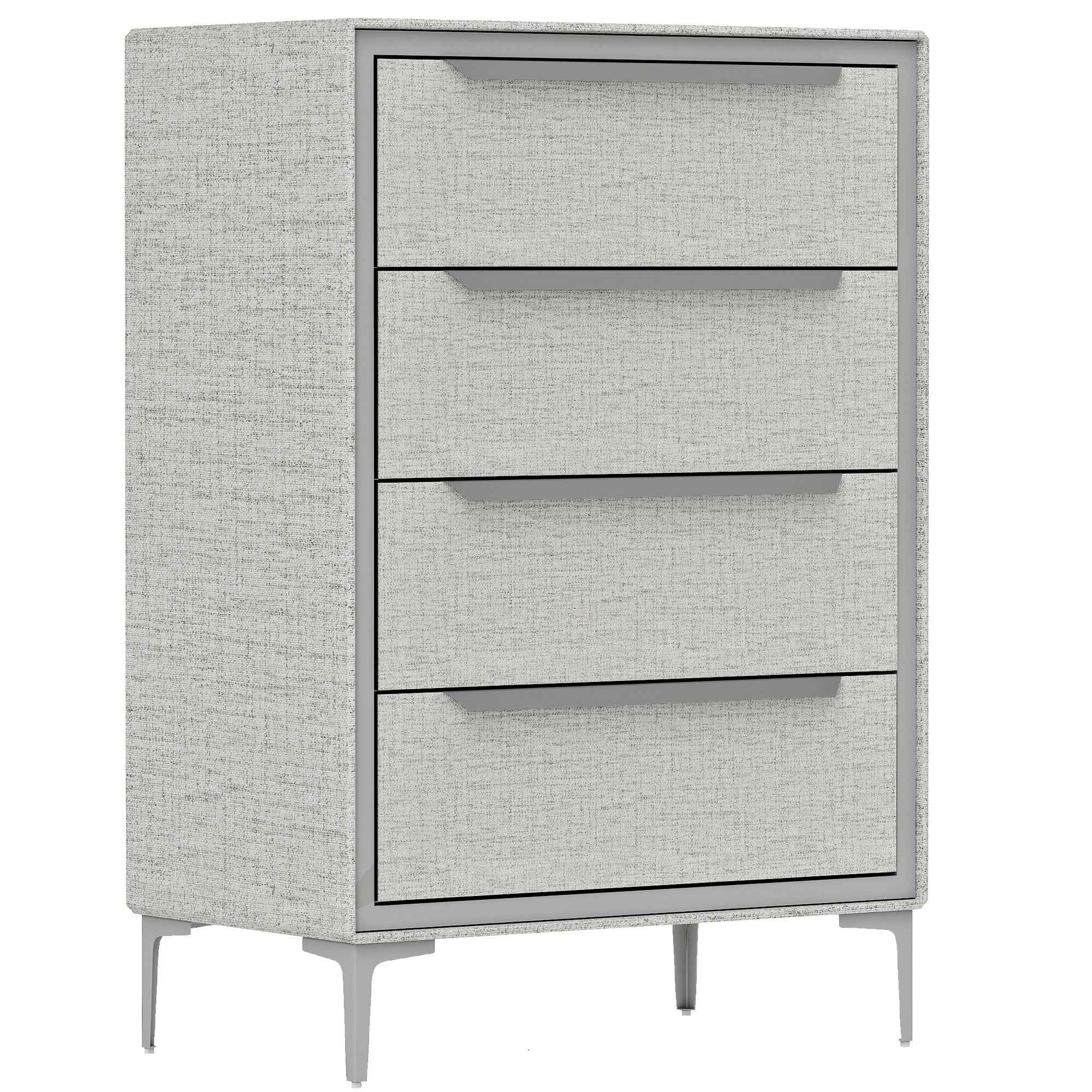 HOMCOM 4-Drawer Steel Chest of Drawers with Linen-Effect Fabric Covering, 60x36x88 cm, Grey