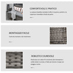 Outsunny 3 sofa outdoor sofa in rattan (PE) with padded and removable cushions, garden/terrace, 173x68x78cm - Borgè