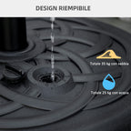 Round Plastic Umbrella Base Fillable with Water and Sand for 38-48 mm Poles, Ø56 cm, Black