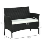 Comfortable 2-Seater Garden Sofa: PE Rattan, Steel, Cushioned, Armrests - Black - Borgè