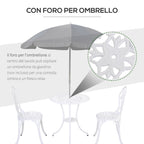 3-Piece Garden Set in Aluminum with 2 Chairs 42.5x47.5x89 cm and Round Table Ø60x67 cm, White - Borgè