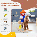 Wooden Rocking Horse Toy Ride-on Children Plush 74 × 33 × 62cm - Borgè