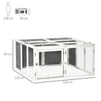 Outdoor and Indoor Rabbit Hutch with Opening Roof, Cage for 2-4 Rabbits in Wood and Metal, Grey 120x120x60cm - Borge' Group Limited