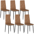 Set of 6 Modern High-Back Dining Chairs in Faux Leather and Steel, 41x50x97 cm, Brown