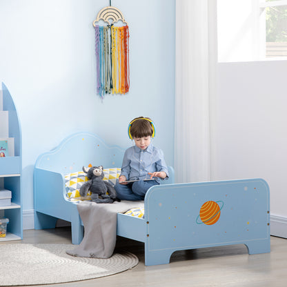 Children's Bed with Sides and Space Fantasy, Age 3-6 Years, 143x74x59cm, Blue