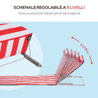 Set of 2 Folding Beach Loungers with 5-Level Adjustable Backrest and Bag, Red