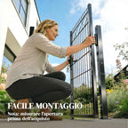 Outsunny Gate 100x131 cm, Galvanized Metal, Lock, Keys, Handle, 2 Posts