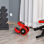 2 in 1 Barbell and Dumbbell Set 20kg Weights, Discs with Anti-Scratch Plastic Coating, Red and Black