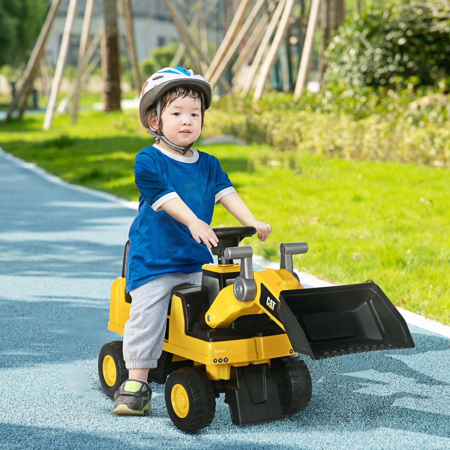 Bulldozer Toy for Children 18 and 36 Months with Excavator and Storage Space, 78x29.5x54 cm, Yellow and Black