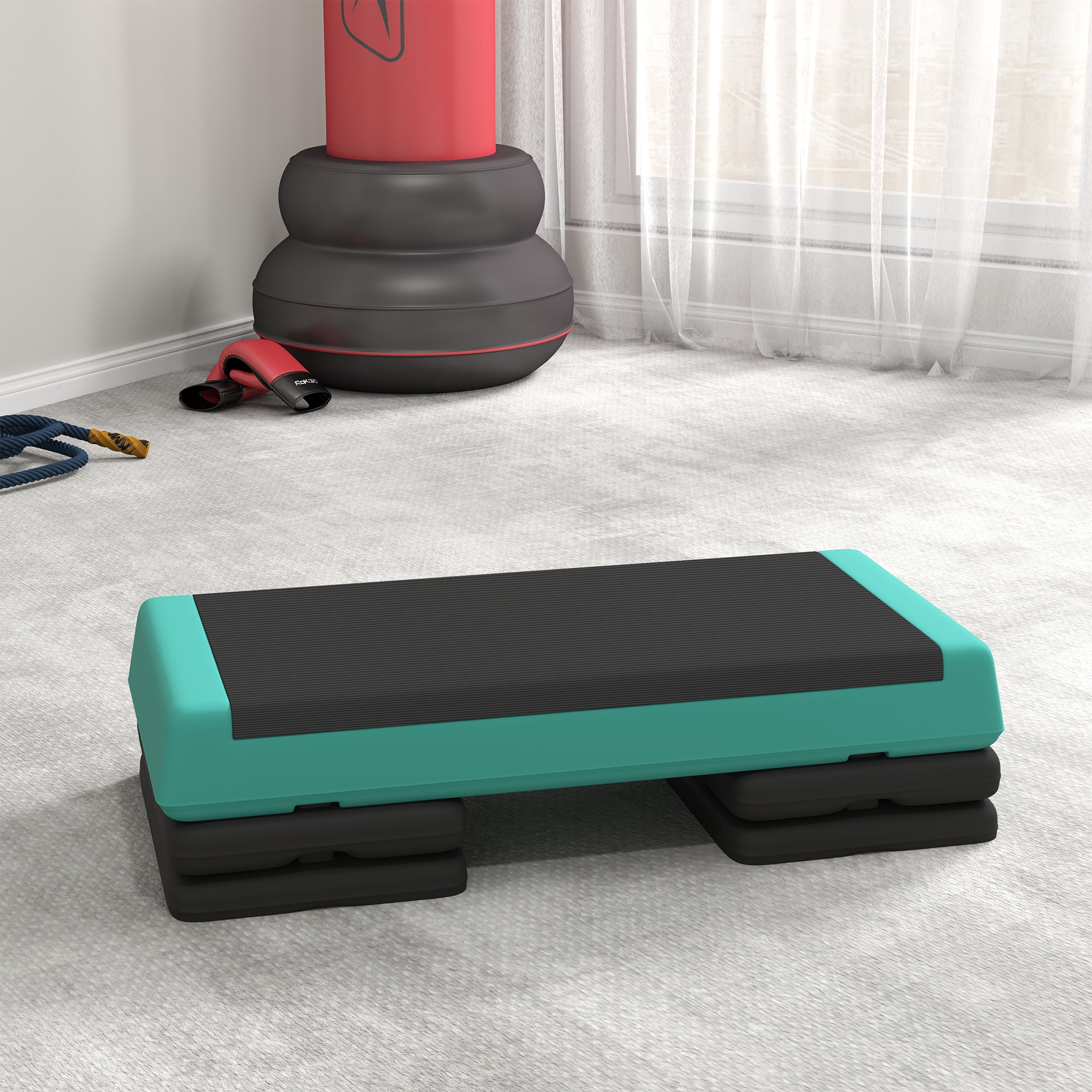 SPORTNOW Fitness Stepper Adjustable to 10.5/15.5/20.5 cm with Non-Slip Surface and 250 kg Capacity, Green