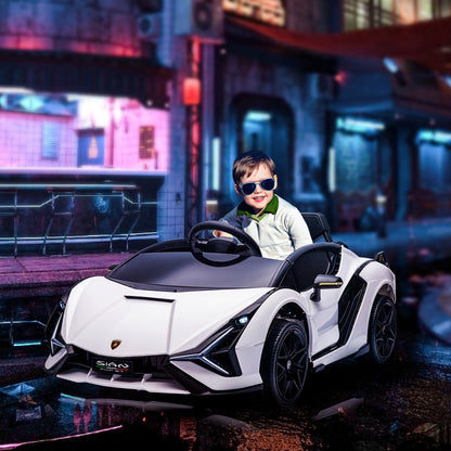 Homcom Children's electric machine 3-5 years Lamborghini 12v with remote control and speed 3-5km/h, white - Borgè