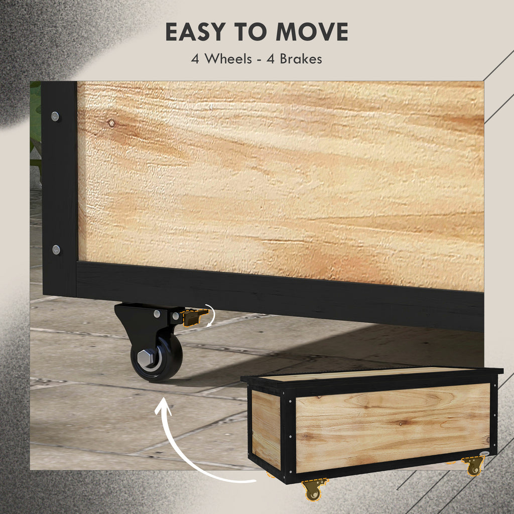 Outsunny 121L container bench with 4 wheel swallows and handles and steel, 100x50x43cm, wooden color - Borgè