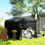 Garage Awning with Roller Entrance, Ropes and Pegs, in Galvanized Metal and PE, 220x157x165 cm, Dark Gray