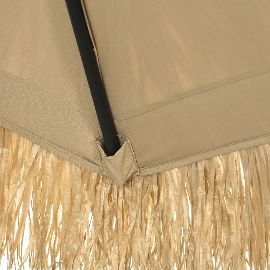 Round Garden Umbrella with Straw Cover and Crank, Ø265x250cm, Khaki - Borge' Group Limited
