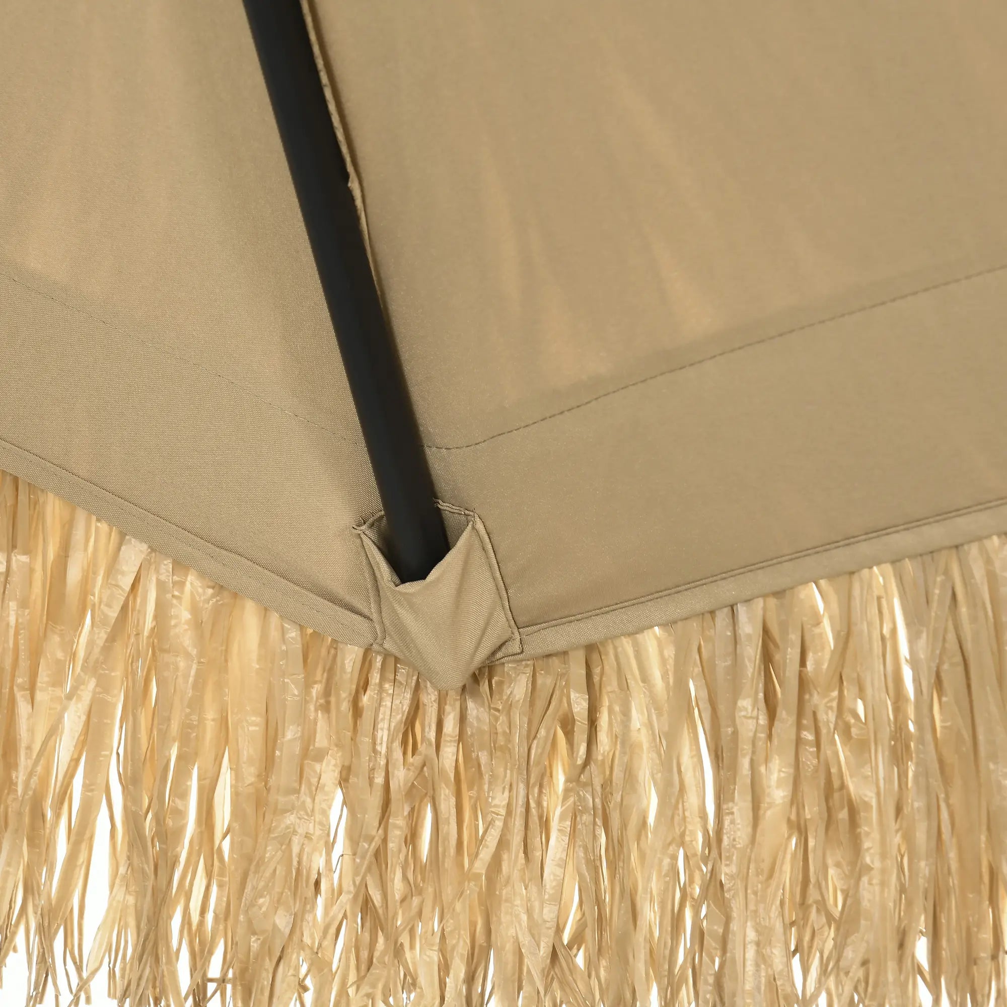 Round Garden Umbrella with Straw Cover and Crank, Ø265x250cm, Khaki - Borge' Group Limited