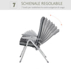 Folding Fishing Chair with Armrests and Adjustable Backrest, in Aluminum and Polyester, 75x61.5x76-115 cm, Gray