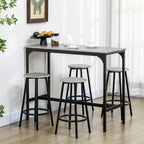 5 Piece Dining Set with Bar Counter 110x50x89.5 cm and Stools Ø30x60.5 cm in Wood and Metal Grey and Black