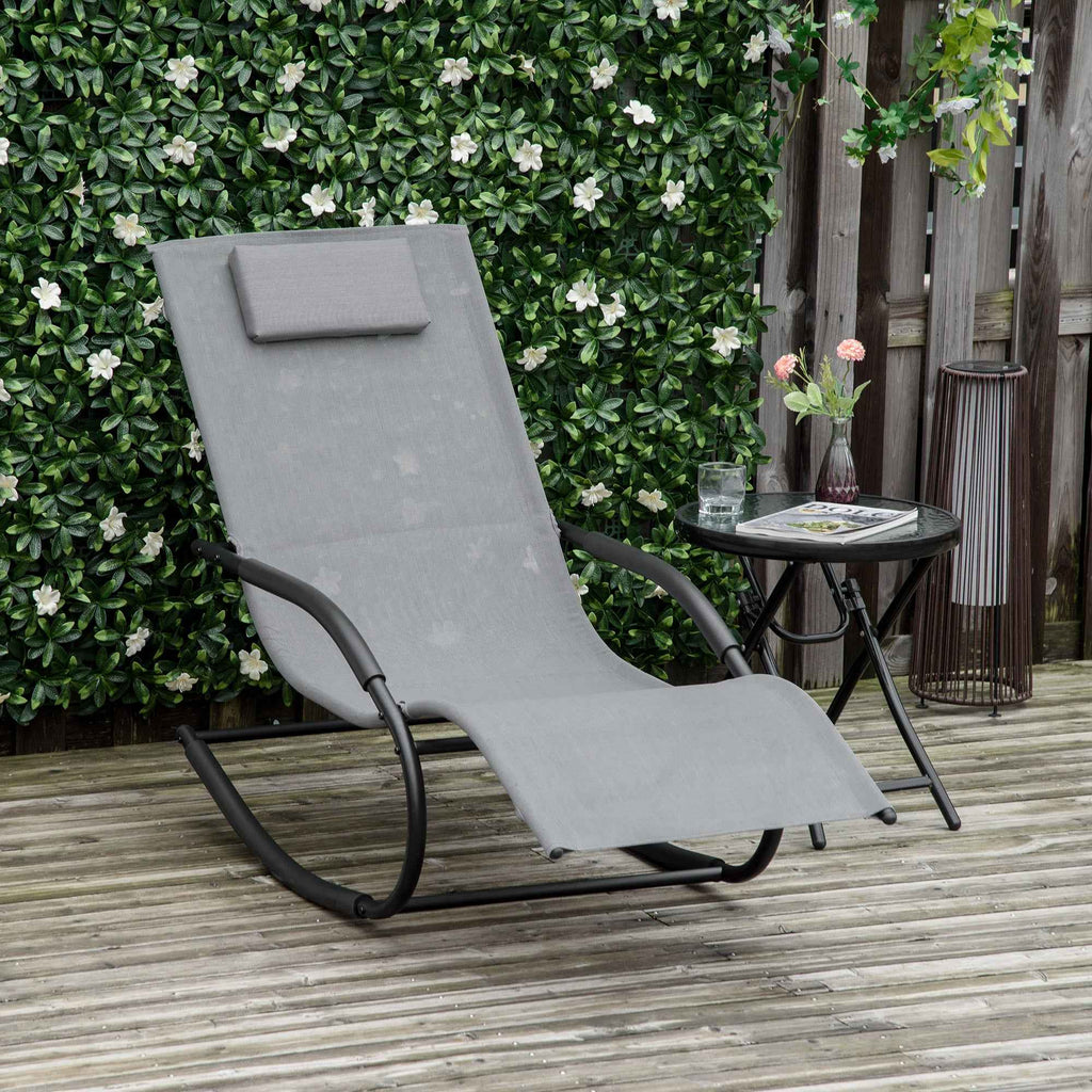 Outsunny Zero Gravity Ergonomic Rocking Lounger, Metal and Texteline, 63x160x88cm