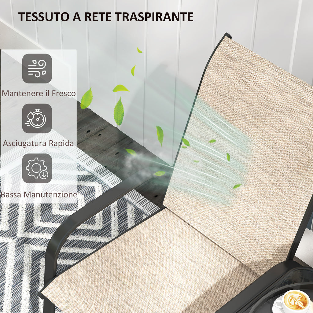 2 Seater Garden Bench with Armrests, High Backrest and Low Central Glass Table, Brown and Black