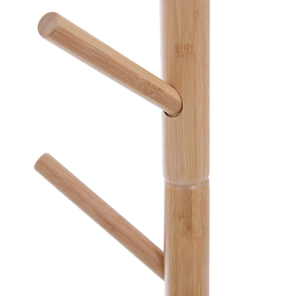 HOMCOM Hallway Bench with Coat Rack, Bamboo Floor-Standing Coat Stand, White Hallway Bench, Design, Also for Bedroom, 80x30x180cm, White Wood