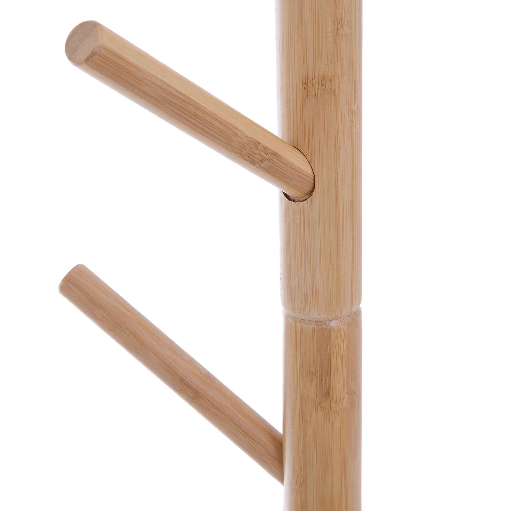 HOMCOM Hallway Bench with Coat Rack, Bamboo Floor-Standing Coat Stand, White Hallway Bench, Design, Also for Bedroom, 80x30x180cm, White Wood