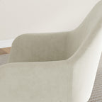 Set of 2 Nordic Dining Chairs Padded with Curved Armrests in Velvet Effect Fabric, 54x57x80 cm, Cream