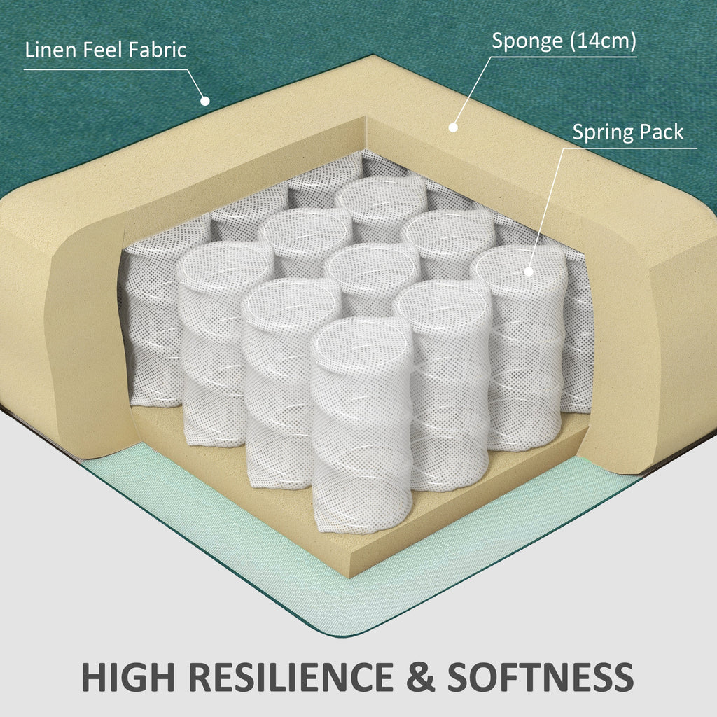 Furnishing armchair in breathable linen-effect fabric with rolled armrests, 63x71x83 cm, green - Borgè