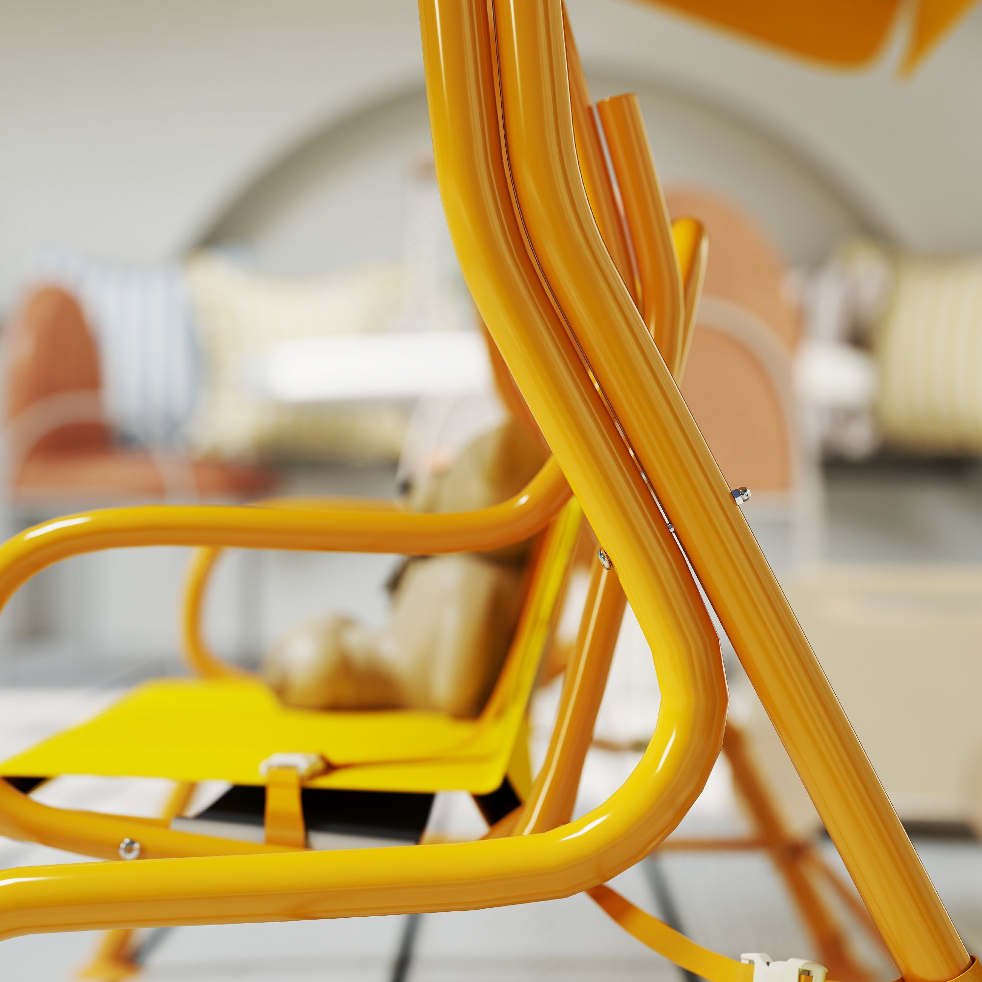 2-Seater Outdoor Children's Swing with Adjustable Canopy and Safety Belts, 112x75x120 cm, Yellow