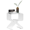 2-Tier Geometric Acrylic Coffee Table with Triangular Legs, 40x30x45cm, Transparent
