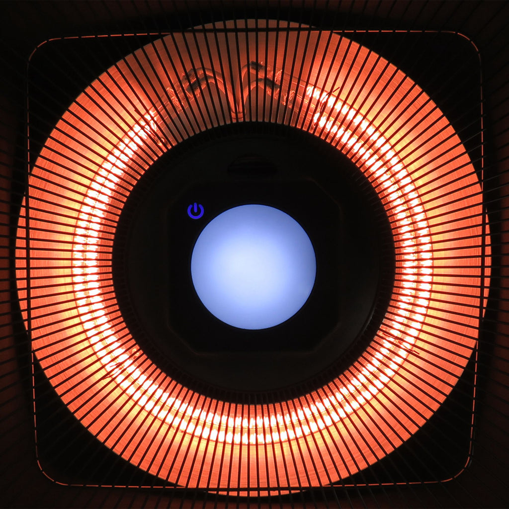 Outdoor Heater with LED Light, 1000/2000W Power and Remote Control, 43x43x25cm, Black