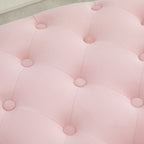 Oval Storage Ottoman Padded and Quilted Velvet, 71x52x42cm, Pink
