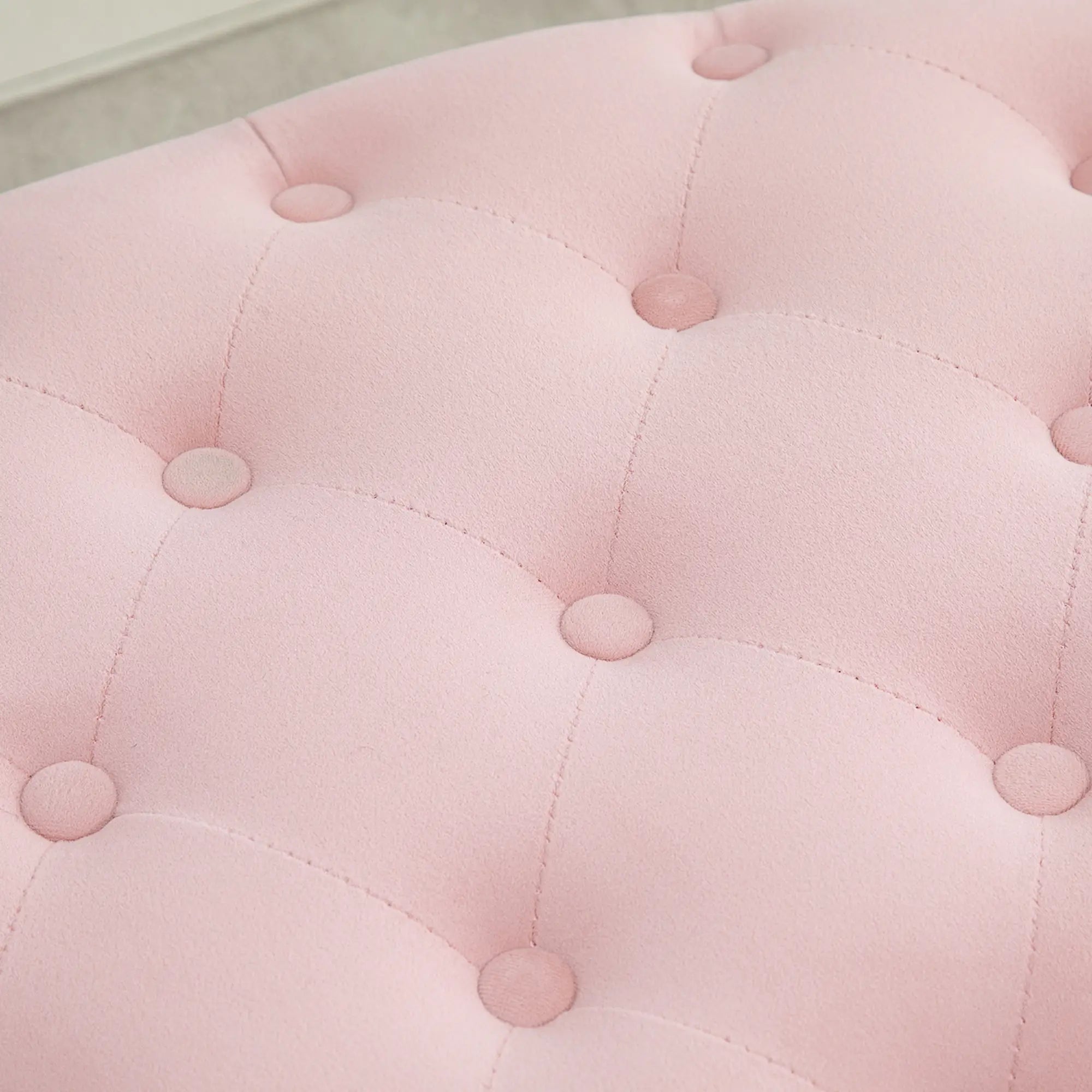 Oval Storage Ottoman Padded and Quilted Velvet, 71x52x42cm, Pink