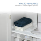2-Door Vanity Unit with Adjustable Shelf and U-Cut, 60x30x60 cm, White