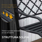 Outsunny 2-Seater Outdoor Bench in Steel and Cast Iron with Armrests and Decorated Backrest, 128x58.5x89cm, Black