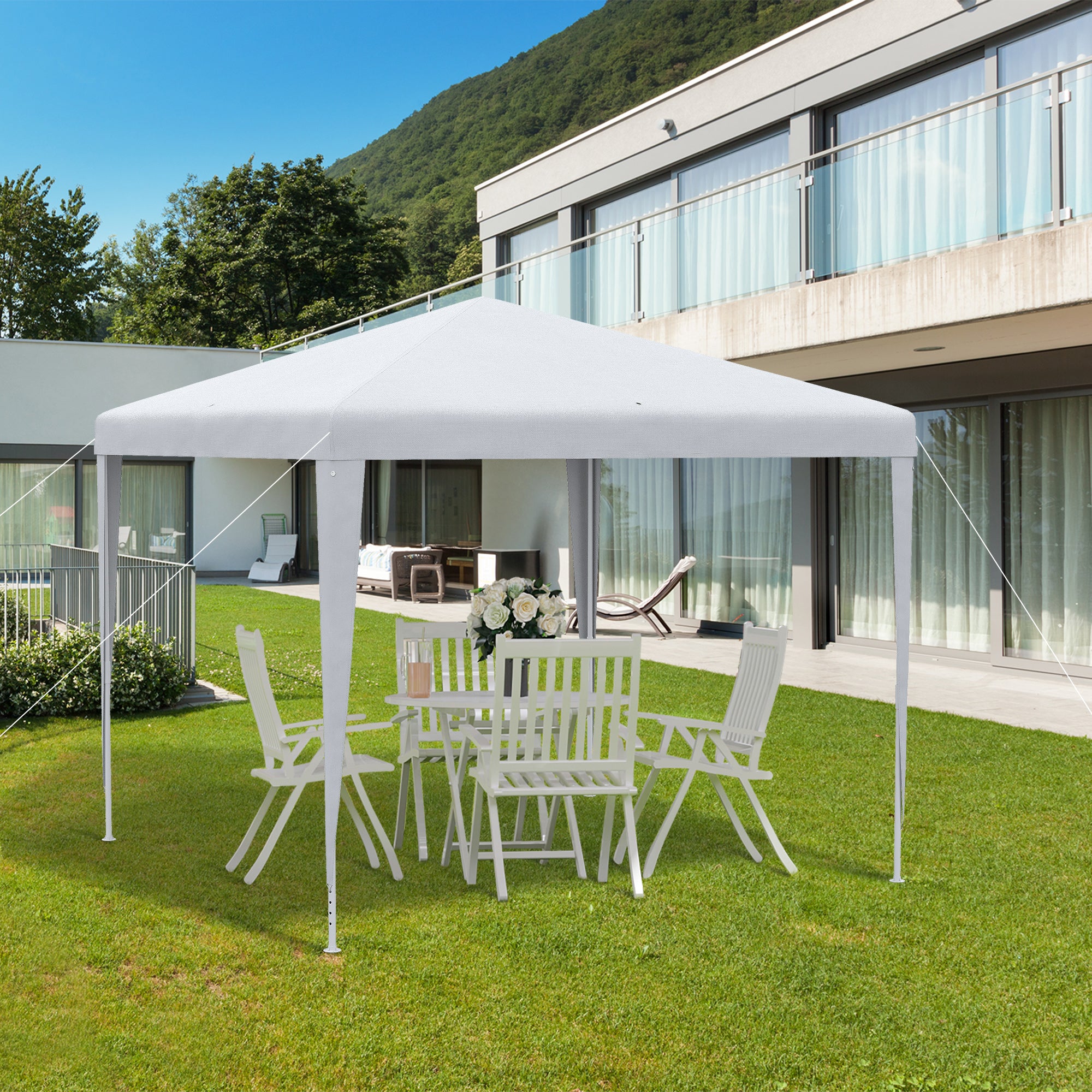 Garden Gazebo with Steel Frame for Outdoor and Indoor, 2.7x2.7m White - Borgè