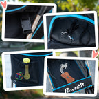 Convertible Dog Stroller with 2 Leashes and Cushion, in Steel and Polyester, 82x49.5x98 cm, Light Blue and Black