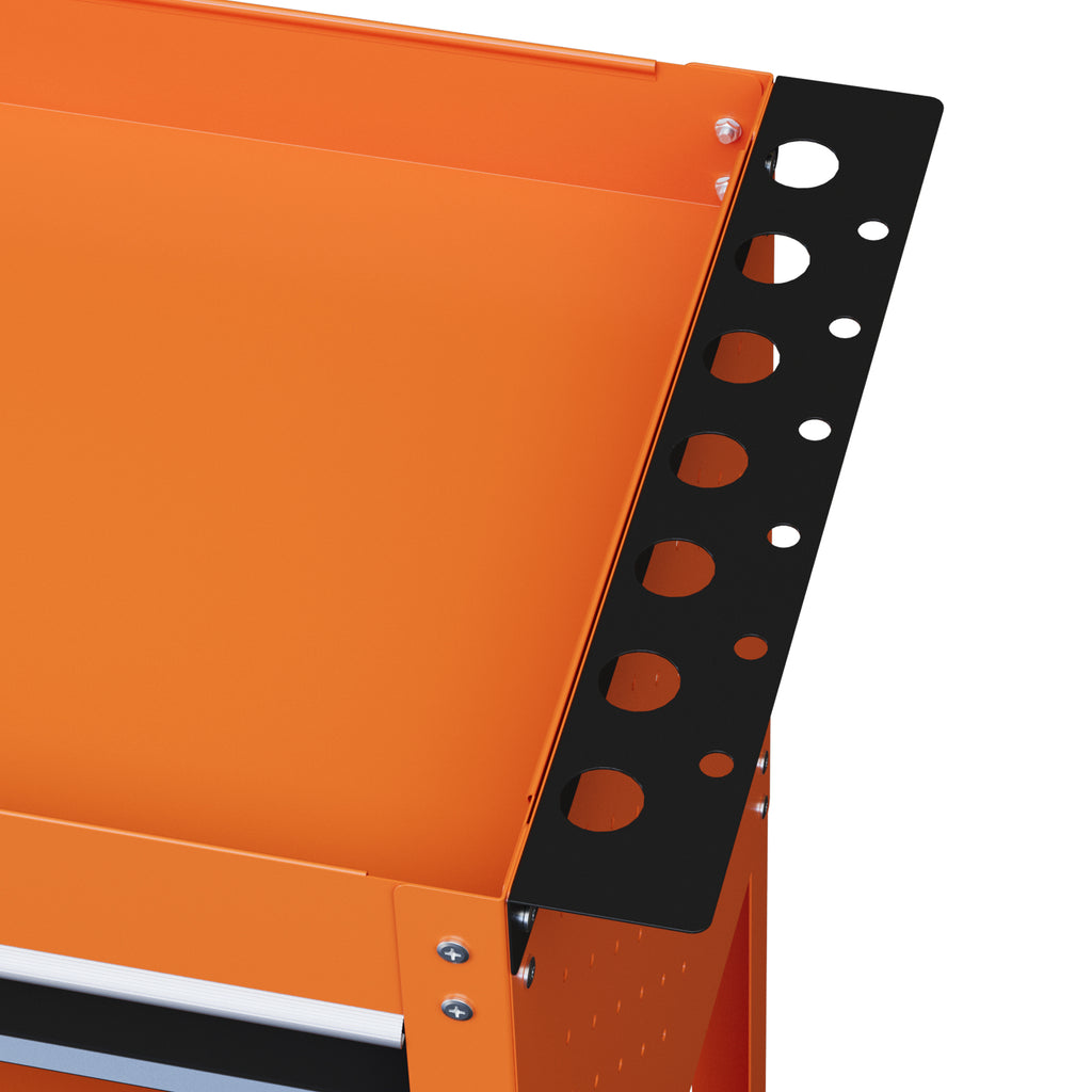 Tool Cart with Side Handle, Drawer and 3 Steel Shelves, 82x35x76 cm, Orange